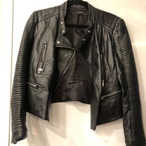 ZARA faux leather moto coat